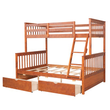 Load image into Gallery viewer, Twin-Over-Full Bunk Bed with Ladders and Two Storage Drawers (Walnut) { old sku:LT000165AAD}