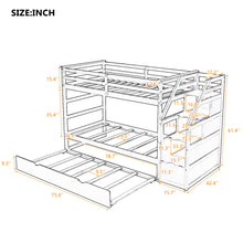 Load image into Gallery viewer, Twin-Over-Twin Bunk Bed with Twin Size Trundle and 3 Storage Stairs,Espresso