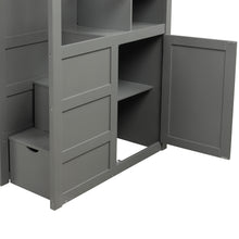 Load image into Gallery viewer, Twin over Full/Twin Bunk Bed, Convertible Bottom Bed, Storage Shelves and Drawers, Gray