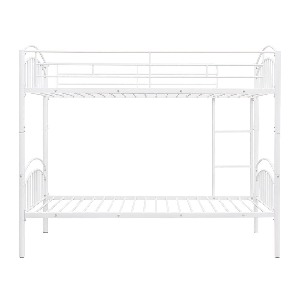 Twin Over Twin Metal Bunk Bed,Divided into Two Beds(White)