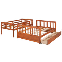 Load image into Gallery viewer, Twin-Over-Full Bunk Bed with Ladders and Two Storage Drawers (Walnut) { old sku:LT000165AAD}