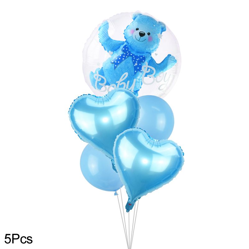 4D Transparent Baby Shower Boy Girl Bear Bubble Ball Kids 1st Birthday Party Blue Pink Helium Balloon Gender Reveal Decoration