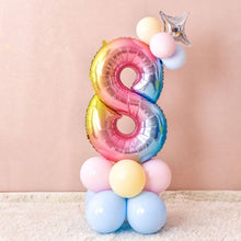 Load image into Gallery viewer, 1 SET Rainbow Foil Number Balloons 0-9 Birthday Party Anniversary Decor Globo Kids figure Air Ball Supplies