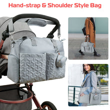 Load image into Gallery viewer, Breast Pump Bag Diaper Tote Bag with Detachable Shoulder Strap Side Pocket Free Baby Bibs Compatible with Spectra S1 S2 Medela