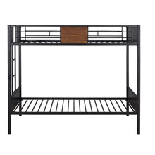 Load image into Gallery viewer, Twin-over-twin bunk bed modern style steel frame bunk bed with safety rail