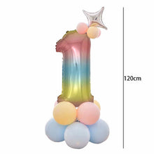 Load image into Gallery viewer, 1 SET Rainbow Foil Number Balloons 0-9 Birthday Party Anniversary Decor Globo Kids figure Air Ball Supplies