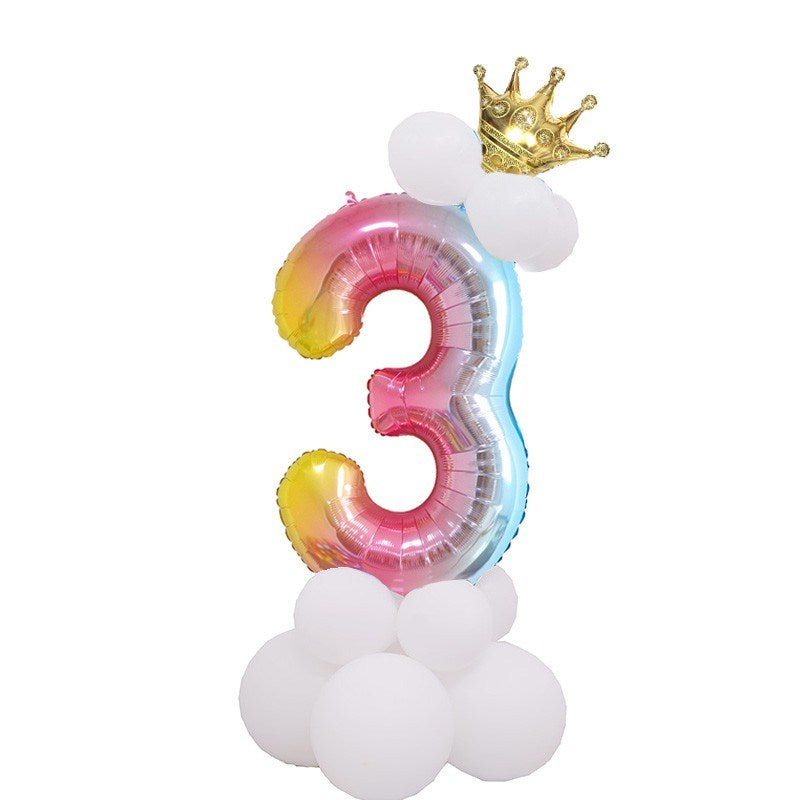 1 SET Rainbow Foil Number Balloons 0-9 Birthday Party Anniversary Decor Globo Kids figure Air Ball Supplies