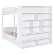 Load image into Gallery viewer, Full over Full Bunk Bed With 2 Drawers and Multi-layer Cabinet, White