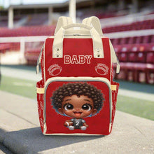 Load image into Gallery viewer, Football African American Baby Boy Red Tan Multi-Function Waterproof Backpack