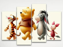 Load image into Gallery viewer, Pooh and Friends Canvas Set Nursery Wall Art Prints 4 Panels Baby Shower Gift Gender Neutral Large Wall Art Nursery Decor Gift for Baby