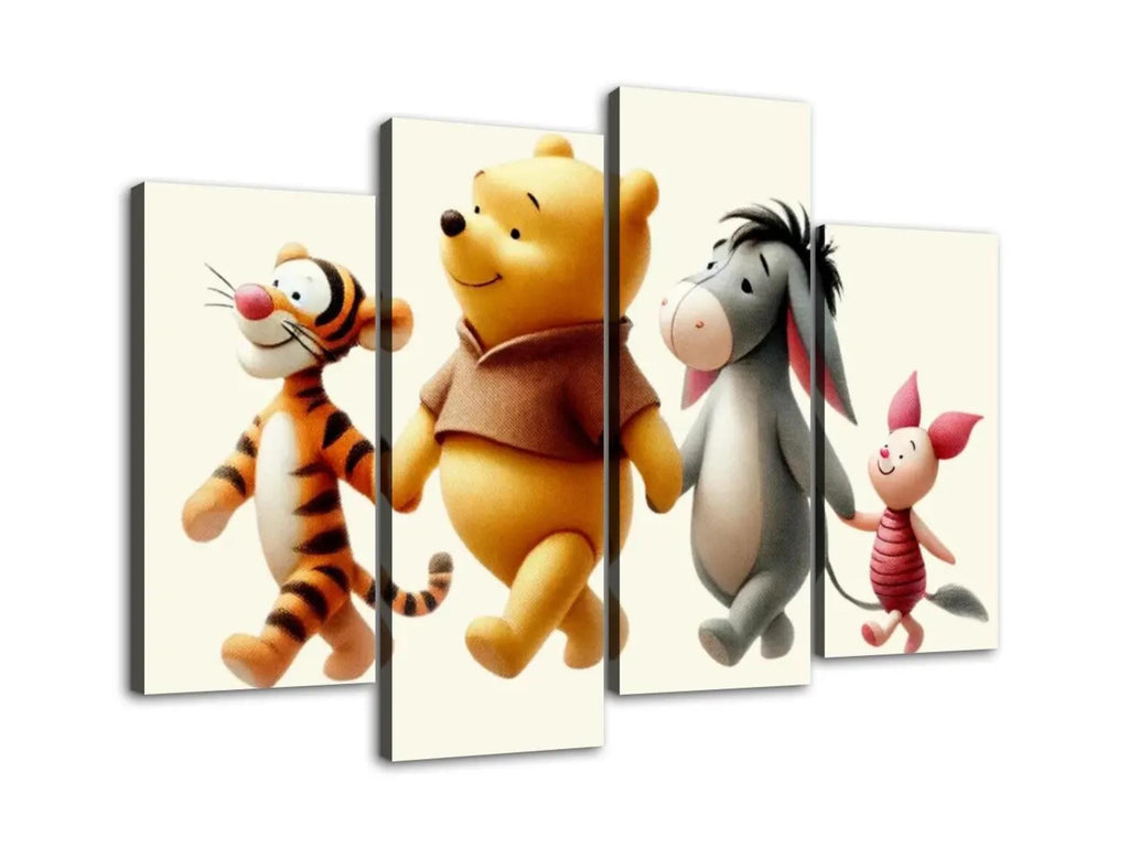 Pooh and Friends Canvas Set Nursery Wall Art Prints 4 Panels Baby Shower Gift Gender Neutral Large Wall Art Nursery Decor Gift for Baby