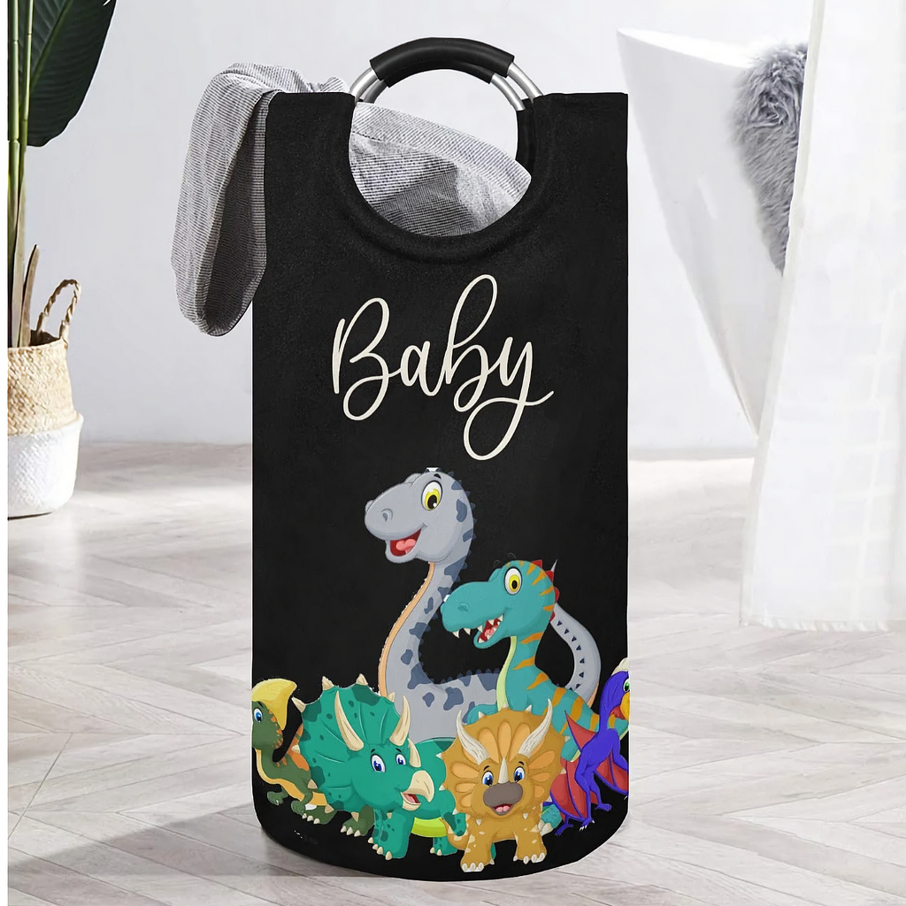 Cute Dinosaurs Large Laundry Basket Round Laundry Hamper