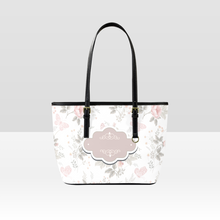 Load image into Gallery viewer, Floral Leather Tote Bag Personalized For Baby Genuine Cross-Grain Leather for Baby Shower