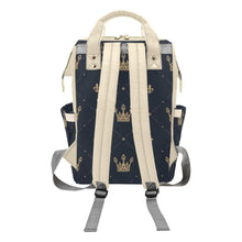 Load image into Gallery viewer, Designer Diaper Bags - Regal Boys Gold Crowns On Black - Waterproof Multi-Function Backpack