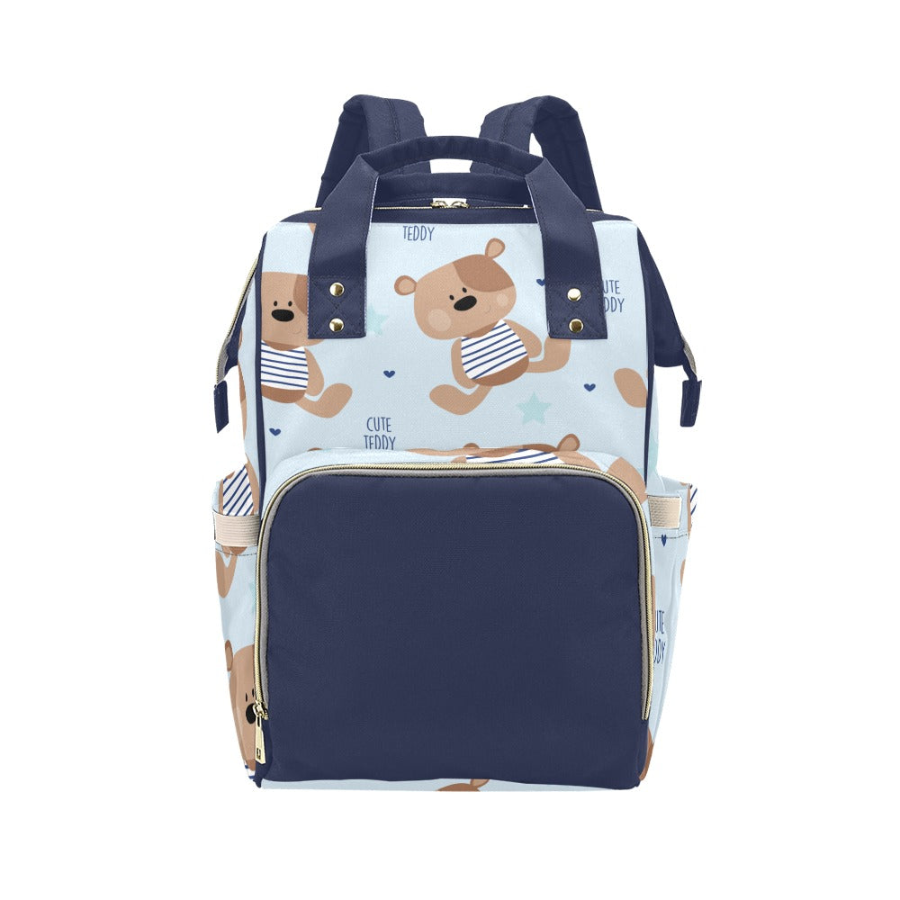 Diaper Bag Backpack | Adorable Teddy Bear - Dark And Light Blue Waterproof Diaper Bag