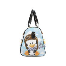 Load image into Gallery viewer, Custom Diaper Tote Bag | Super Cute Cartoon Penguin Pilot In Clouds With Personalized Heart Name - Diaper Travel Bag