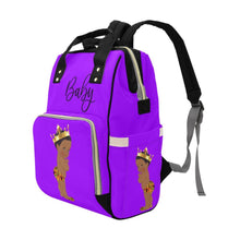 Load image into Gallery viewer, Designer Diaper Bag - Ethnic King African American Baby Boy - Royal Purple Multi-Function Backpack