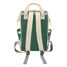 Load image into Gallery viewer, Designer Diaper Bags - Gender Neutral Forest Animals With Baby Name - Green - Waterproof Multi-Function Backpack