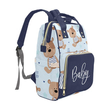 Load image into Gallery viewer, Diaper Bag Backpack | Adorable Teddy Bear - Dark And Light Blue Waterproof Diaper Bag