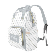 Load image into Gallery viewer, Diaper Bag Backpack - Soft Gray Striped Diaper Bag Backpack - Large Capacity and Waterproof