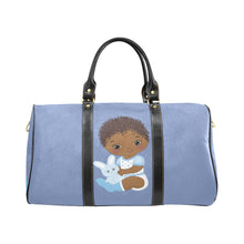 Load image into Gallery viewer, Custom Diaper Tote Bag - Super Cute African American Baby Boy With Stuffed Bunny Diaper Travel Bag