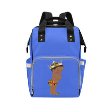 Load image into Gallery viewer, Designer Diaper Bag - Ethnic African American King Baby Boy - Royal Blue Waterproof Diaper Bag Backpack