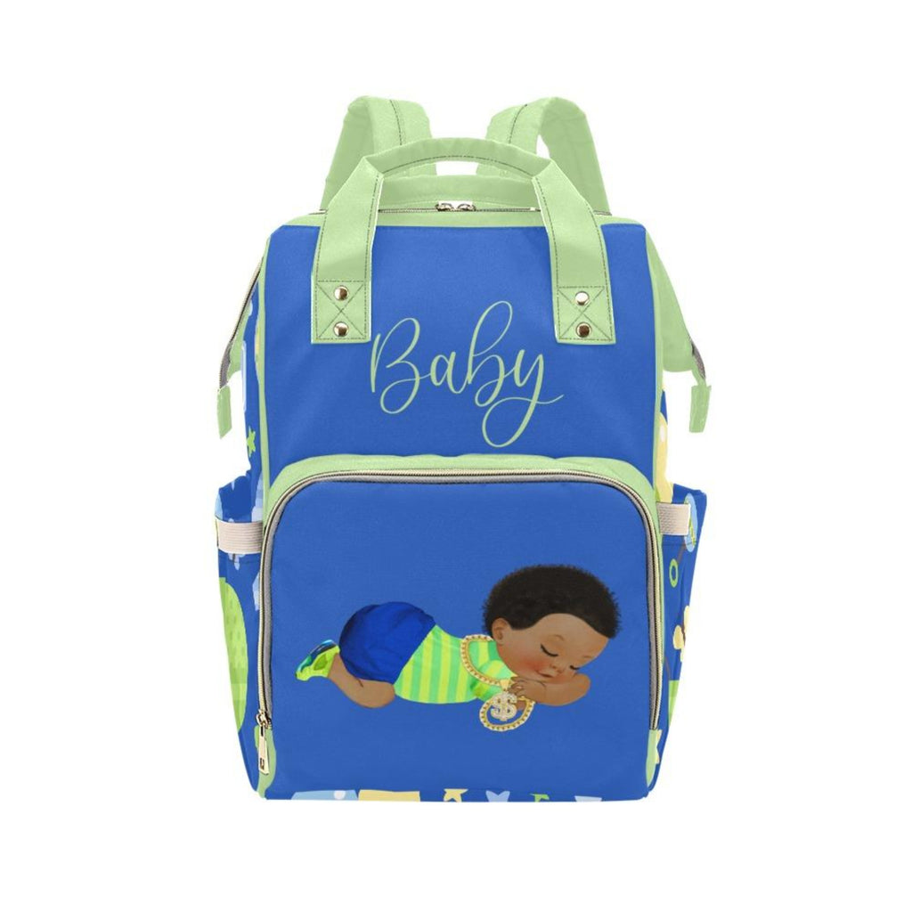 Diaper Bag Backpack | Cutest Sleepy African American Baby Boy With Bling Waterproof Backpack