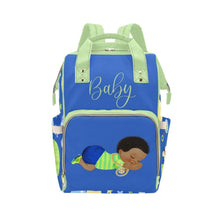 Load image into Gallery viewer, Diaper Bag Backpack | Cutest Sleepy African American Baby Boy With Bling Waterproof Backpack