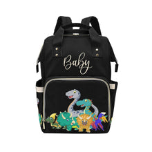 Load image into Gallery viewer, Designer Baby Bag With Cute Cartoon Dinosaurs - Waterproof Multifunction Backpack in Black