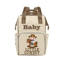 Load image into Gallery viewer, Designer Diaper Bag - Cutest Little Cowboy Boy Personalized Multi-Function Backpack