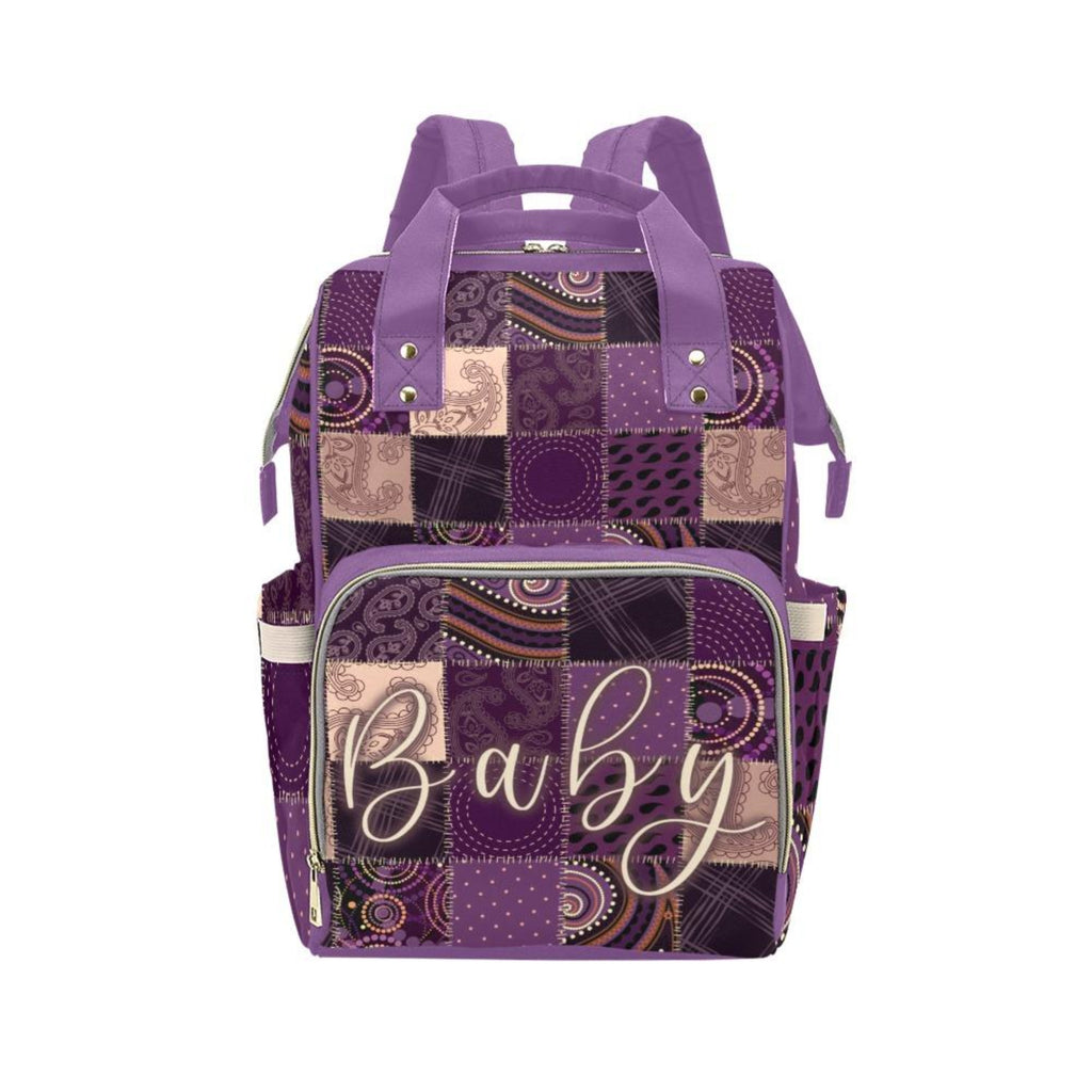 Diaper Bag Backpack - Soft Purple, Tan And Gold Quiltwork Diaper Bag Backpack