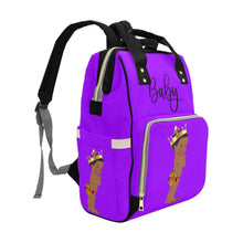 Load image into Gallery viewer, Designer Diaper Bag - Ethnic King African American Baby Boy - Royal Purple Multi-Function Backpack