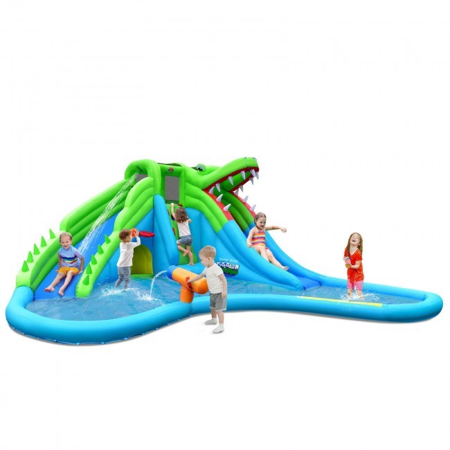 7 in 1 Inflatable Bounce House with Splashing Pool and Slide