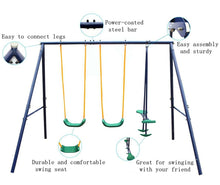 Load image into Gallery viewer, Metal Swing Set Outdoor with Glider for Kids; Toddlers; Children