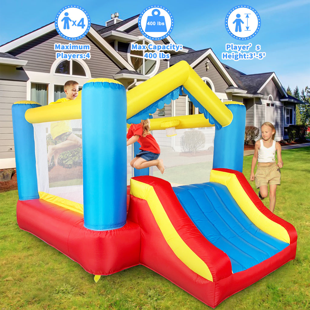 Bounce House Inflatable Bounce House with Basketball Hoop Royal Bouncer for Kids, 12 x 9 x 8 ft H, w/ UL Certified Air Blower