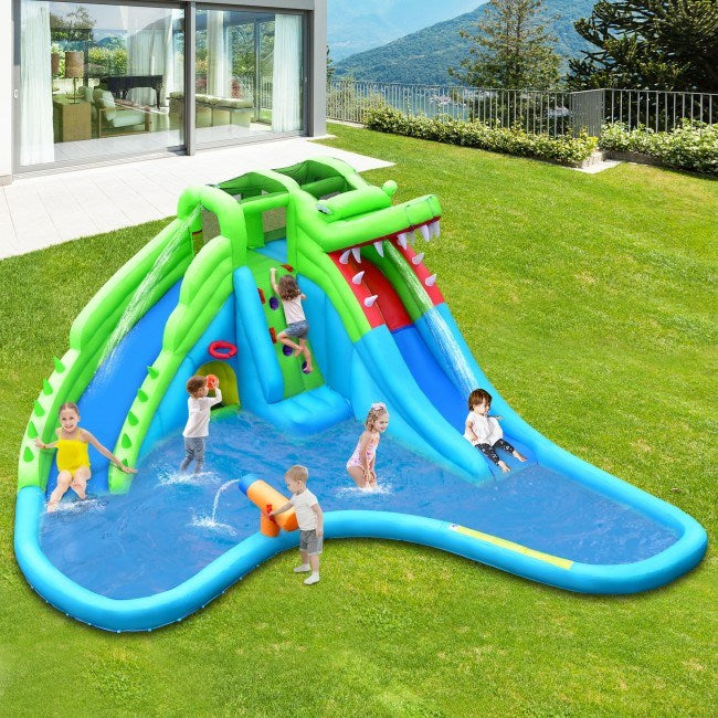 7 in 1 Inflatable Bounce House with Splashing Pool and Slide