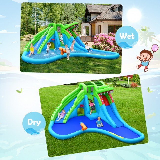 7 in 1 Inflatable Bounce House with Splashing Pool and Slide