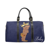 Custom Diaper Tote Bag - Ethnic Super Cute African American Baby Boy King - Navy Blue Travel Baby Bag