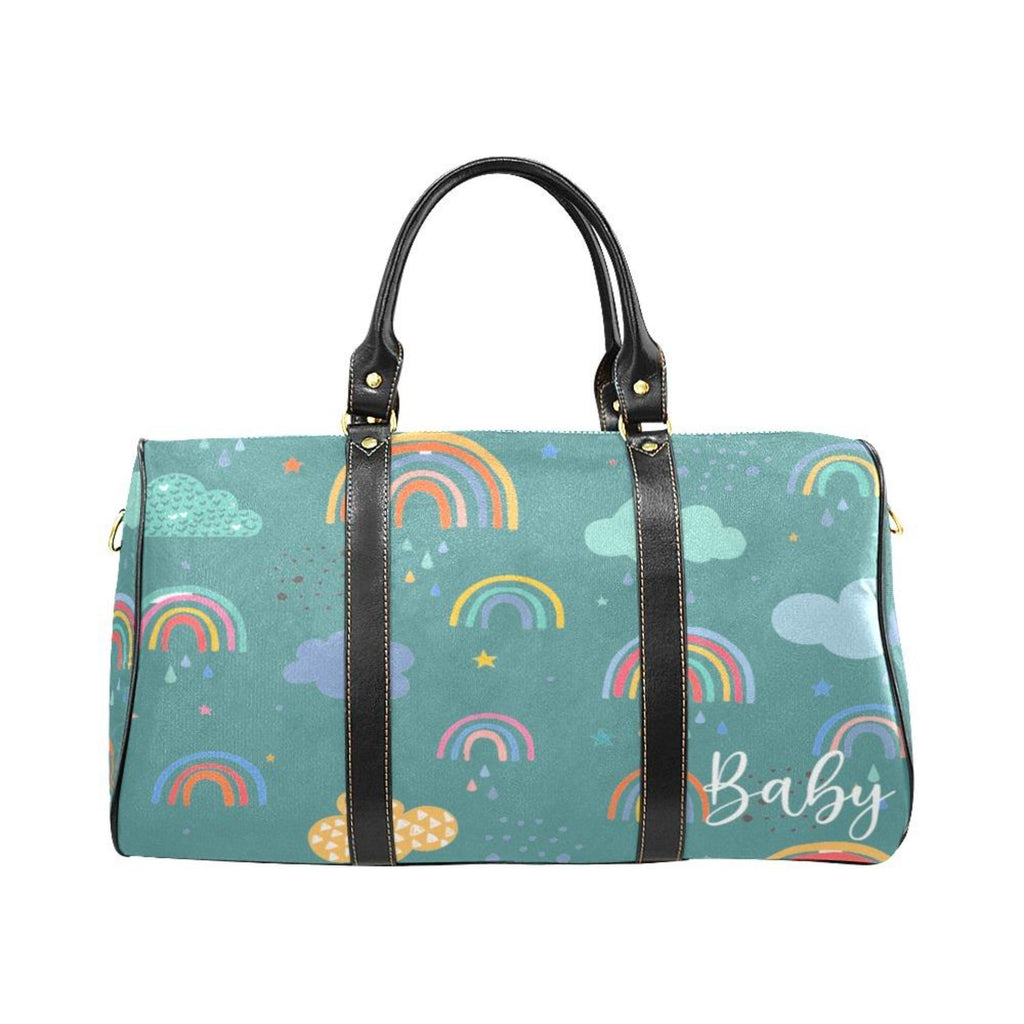 Custom Diaper Tote Bag - Boho Cartoon Rainbows Gender Neutral Travel Diaper Bag