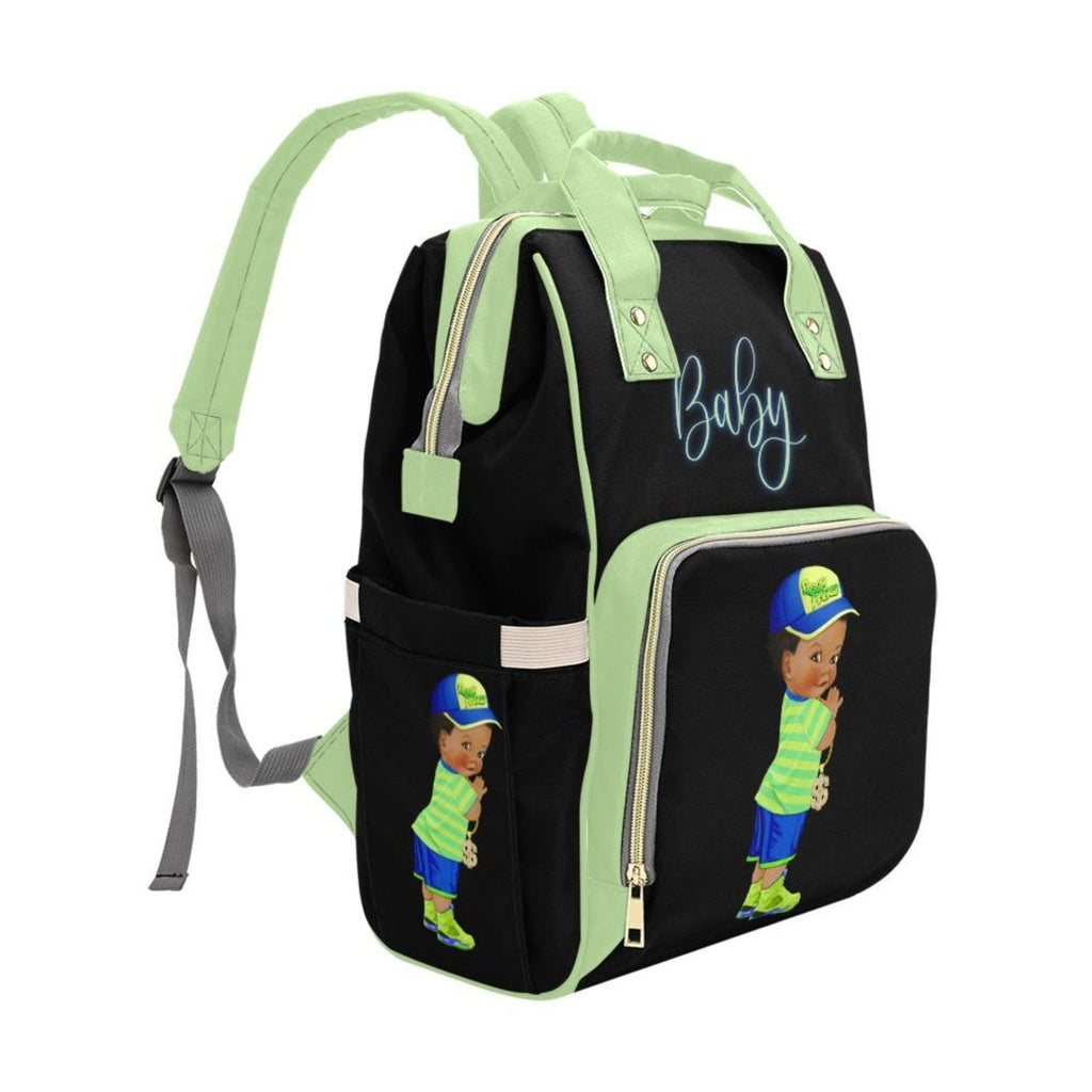 Diaper Bag Backpack - Super Cute African American Baby Boy Fresh Prince - Bling - Waterproof